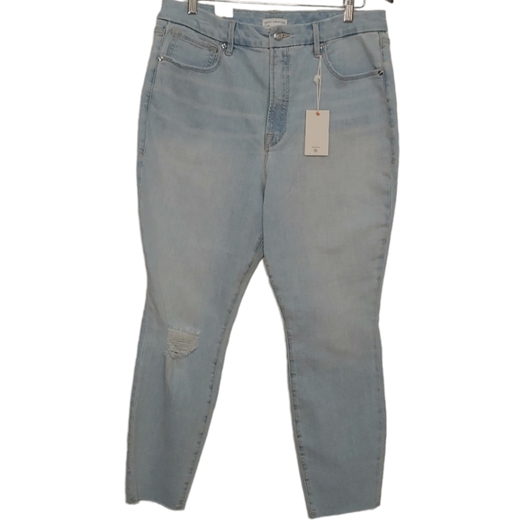 NWT GOOD AMERICAN Light wash good waist crop skinny jeans - Picture 5 of 16